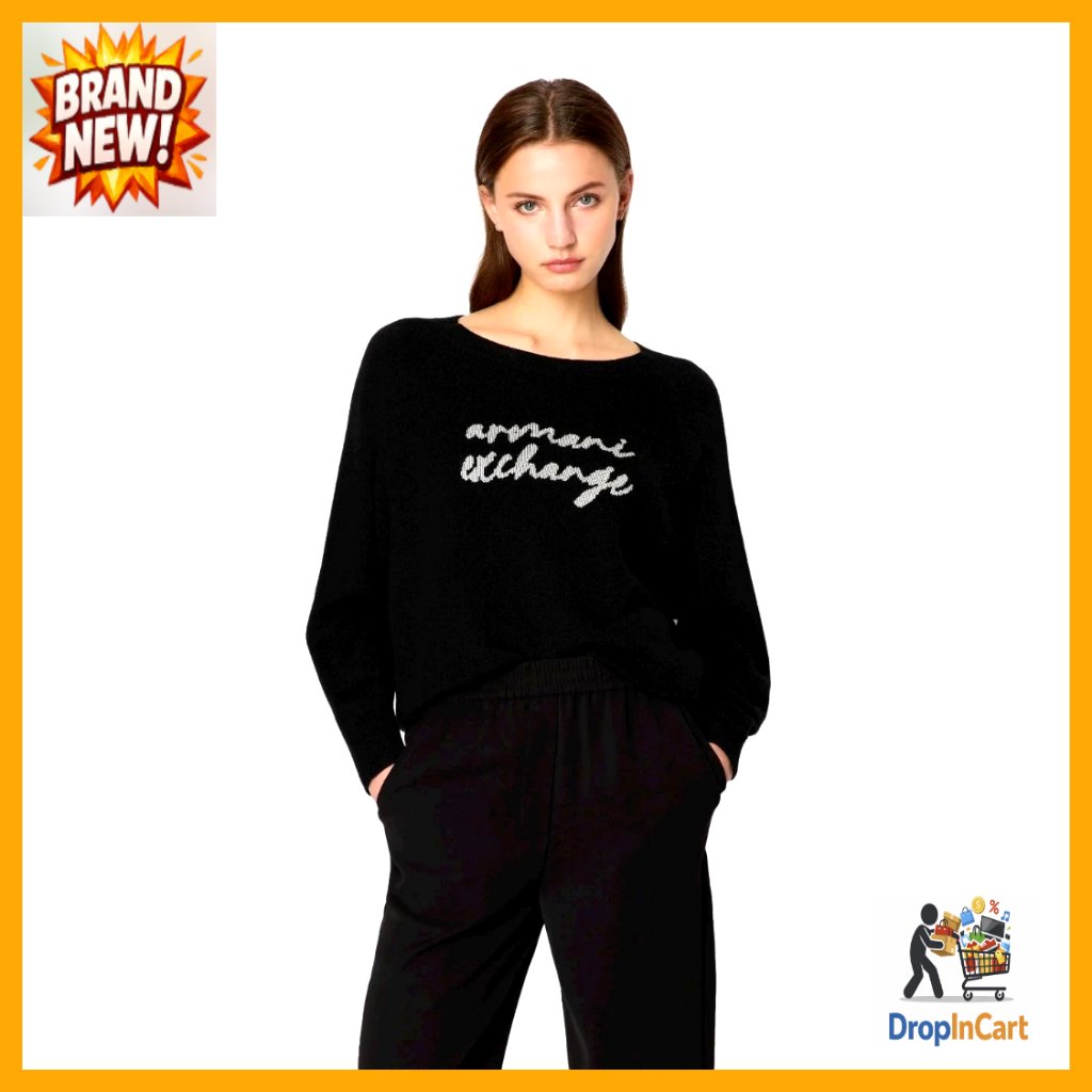 Knit Wool Blend Pullover Sweater Crewneck Logo Chic Classic Minimal Y2k